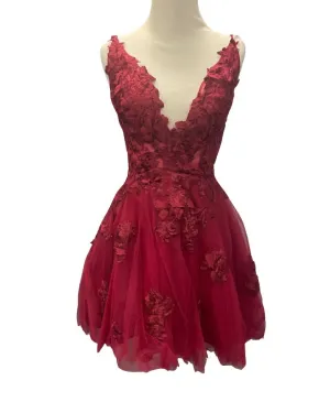 Alyce Paris - Lace Applique Mini Dress