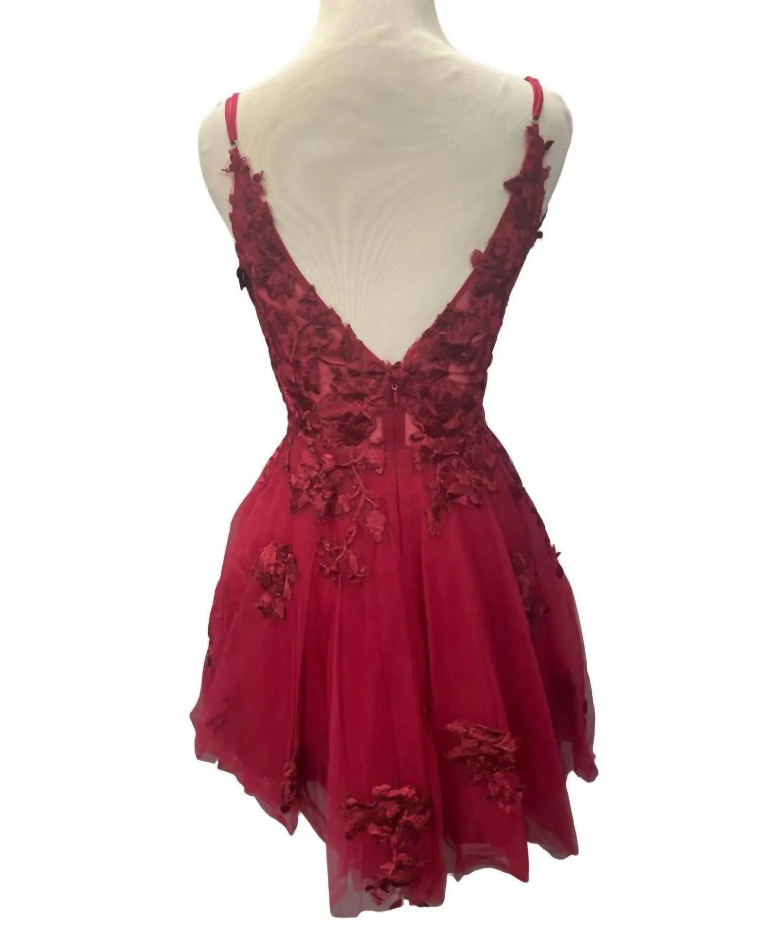 Alyce Paris - Lace Applique Mini Dress