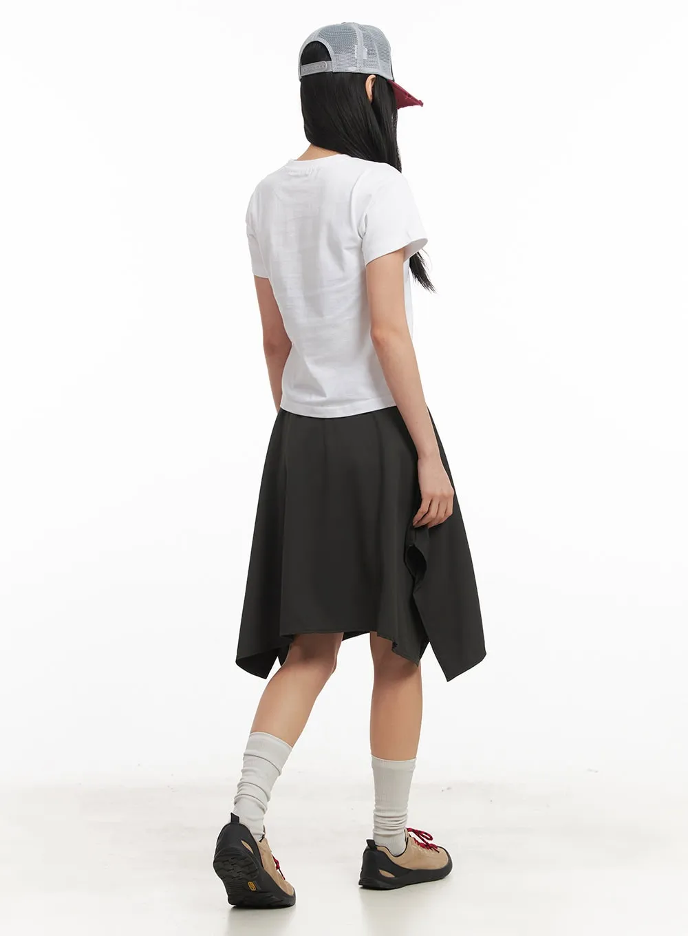 Asymmetric Flared Midi Skirt CM504