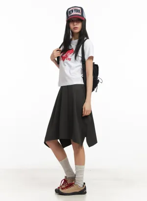 Asymmetric Flared Midi Skirt CM504