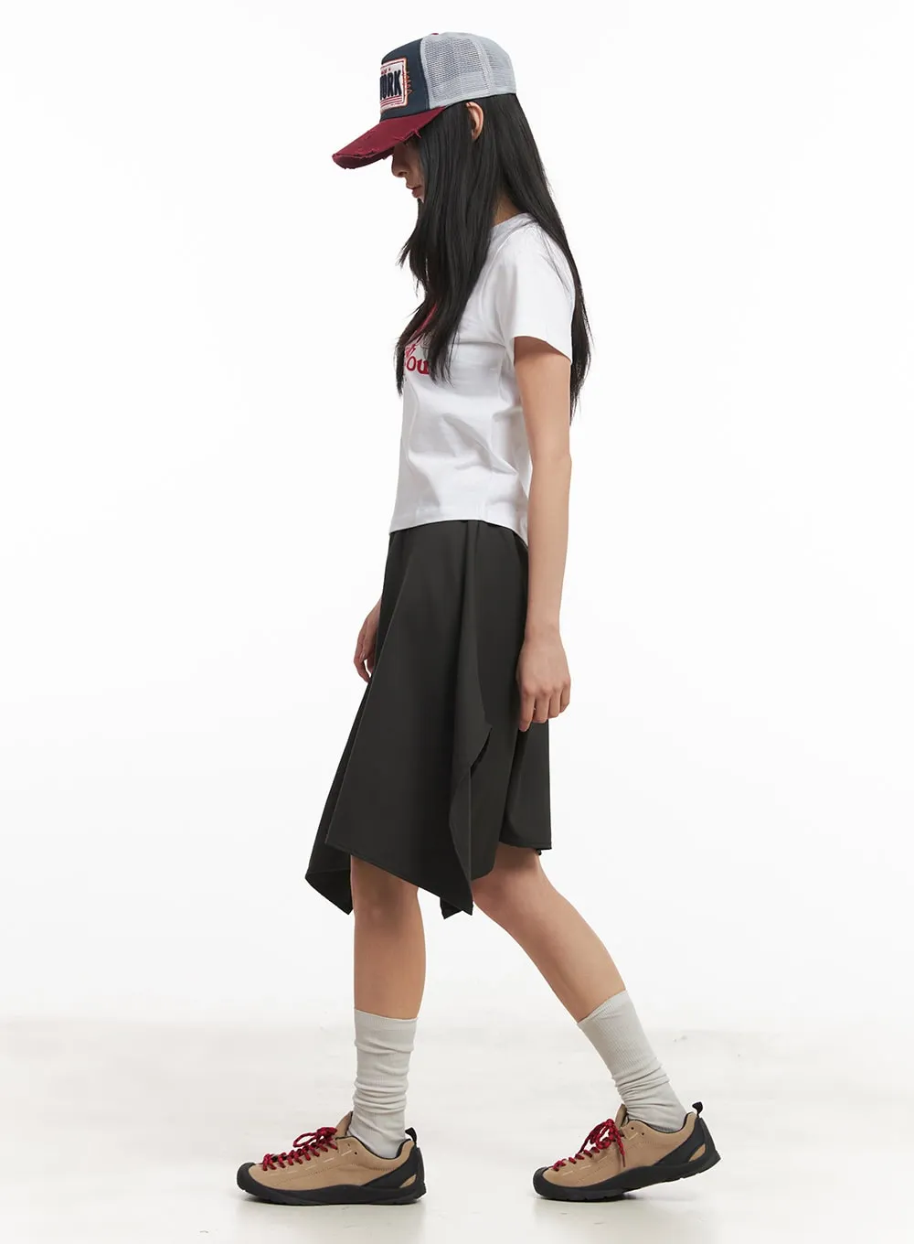 Asymmetric Flared Midi Skirt CM504