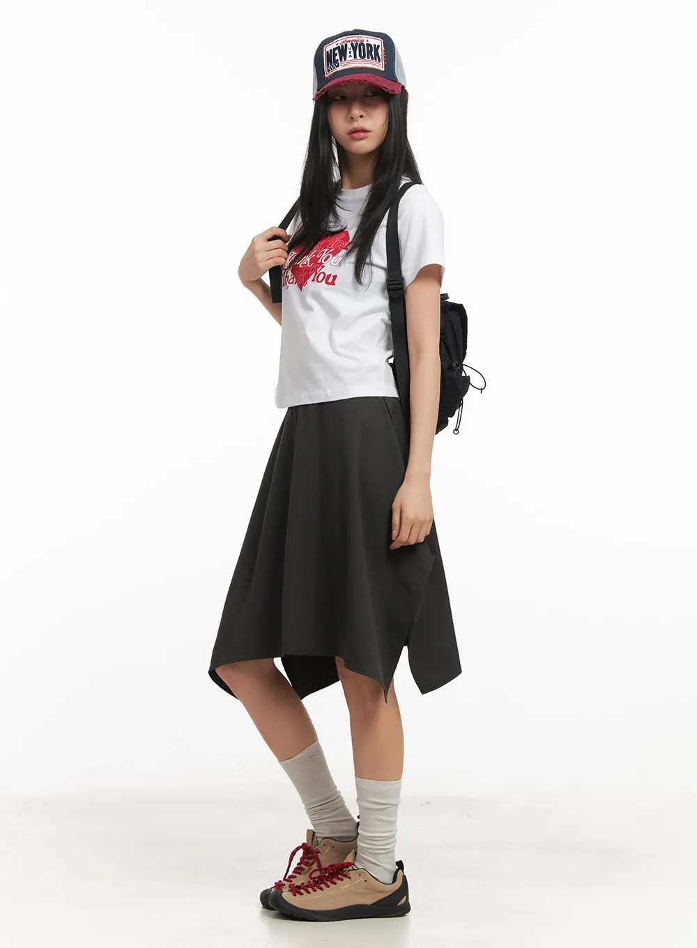 Asymmetric Flared Midi Skirt CM504