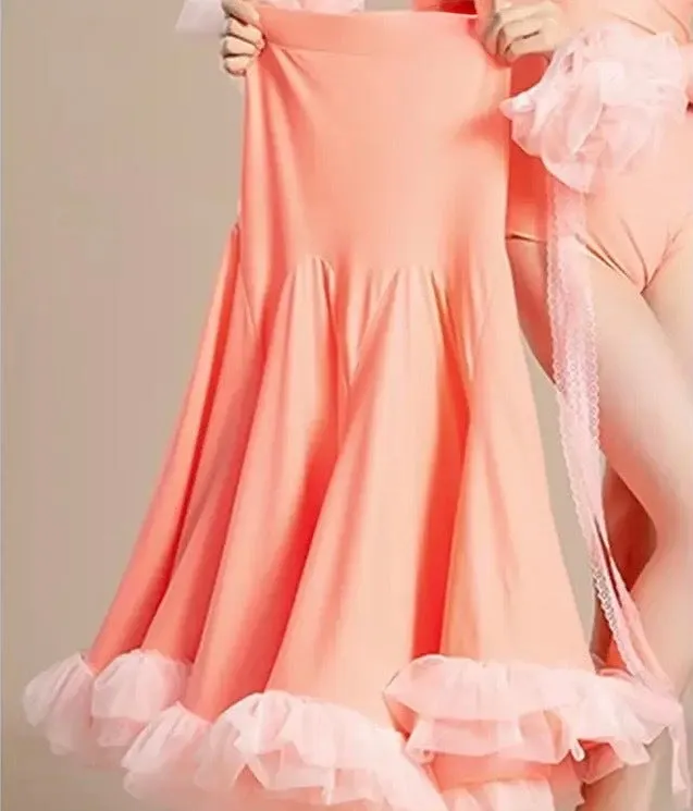 Ballroom Dress with Ruffles and Off the Shoulder Neckline Pra 1458