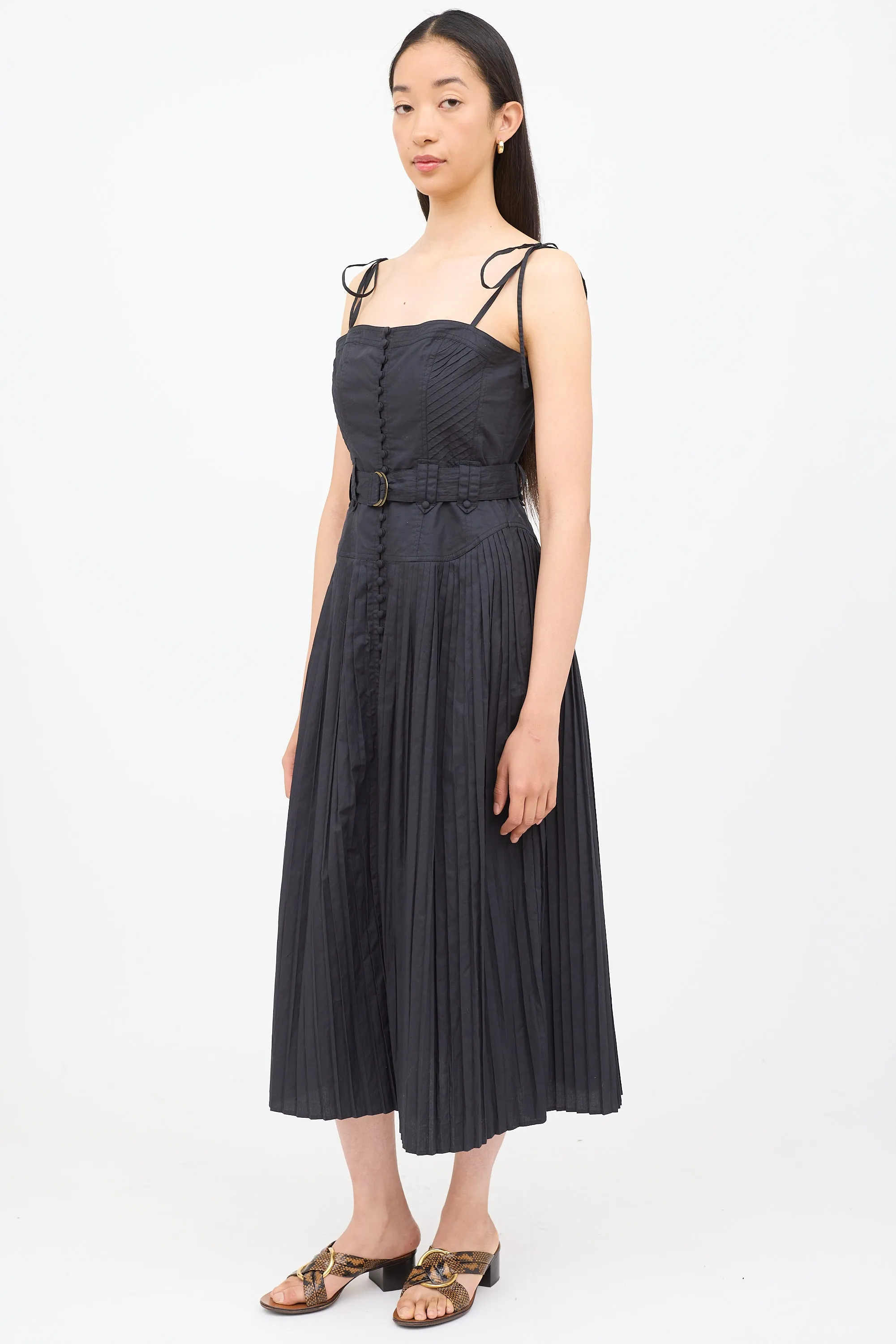 Black Cosette Pleated Dress
