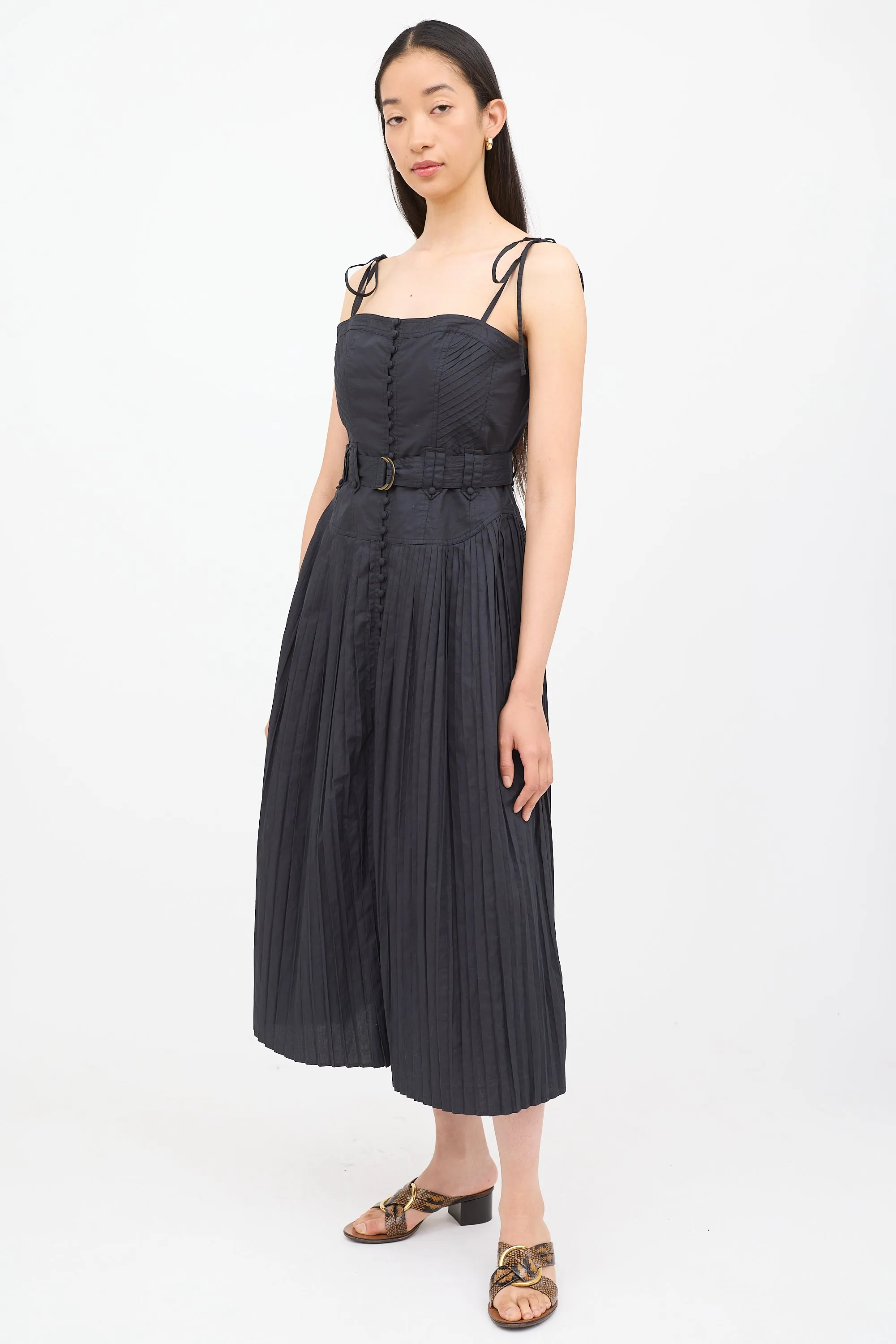 Black Cosette Pleated Dress