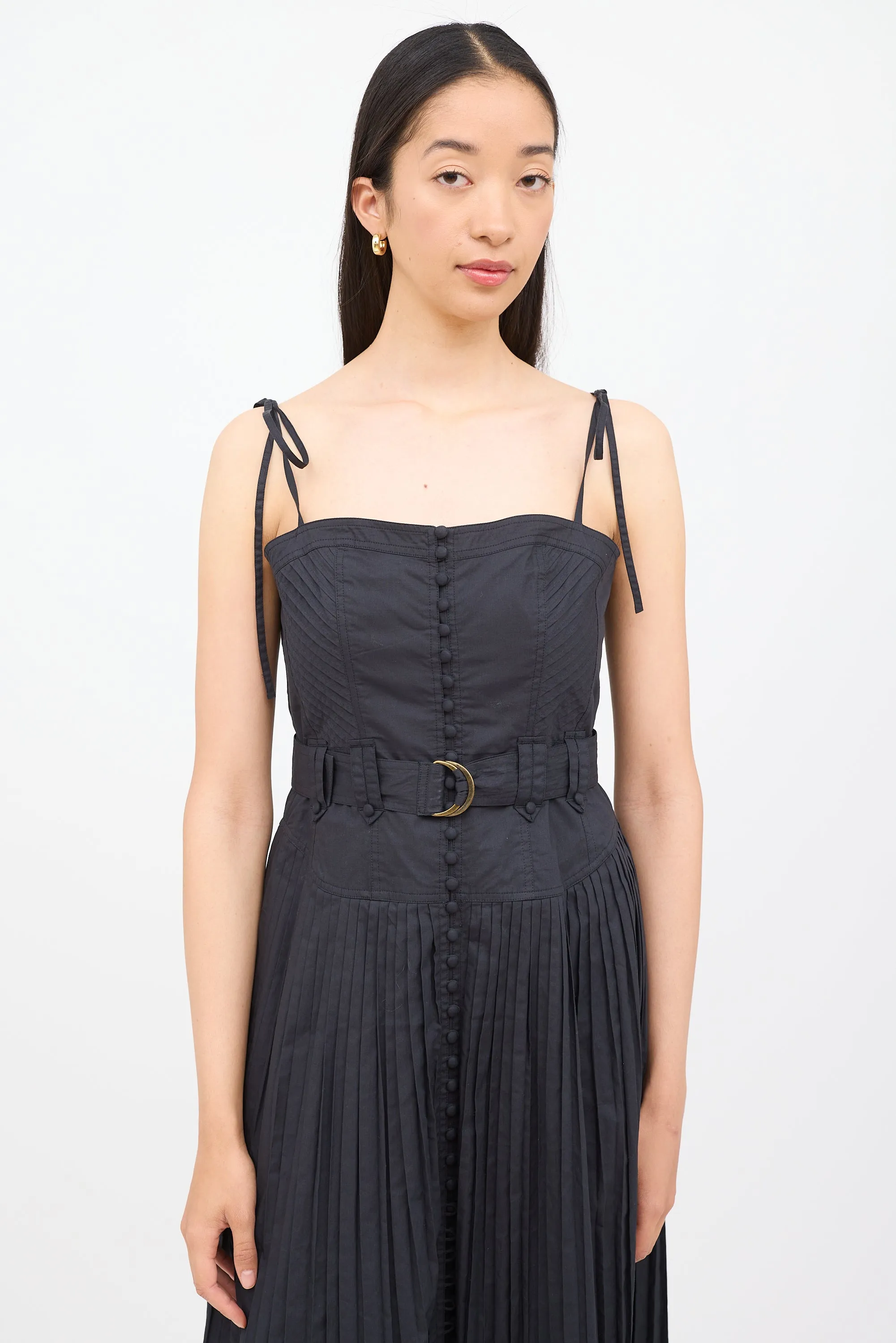 Black Cosette Pleated Dress
