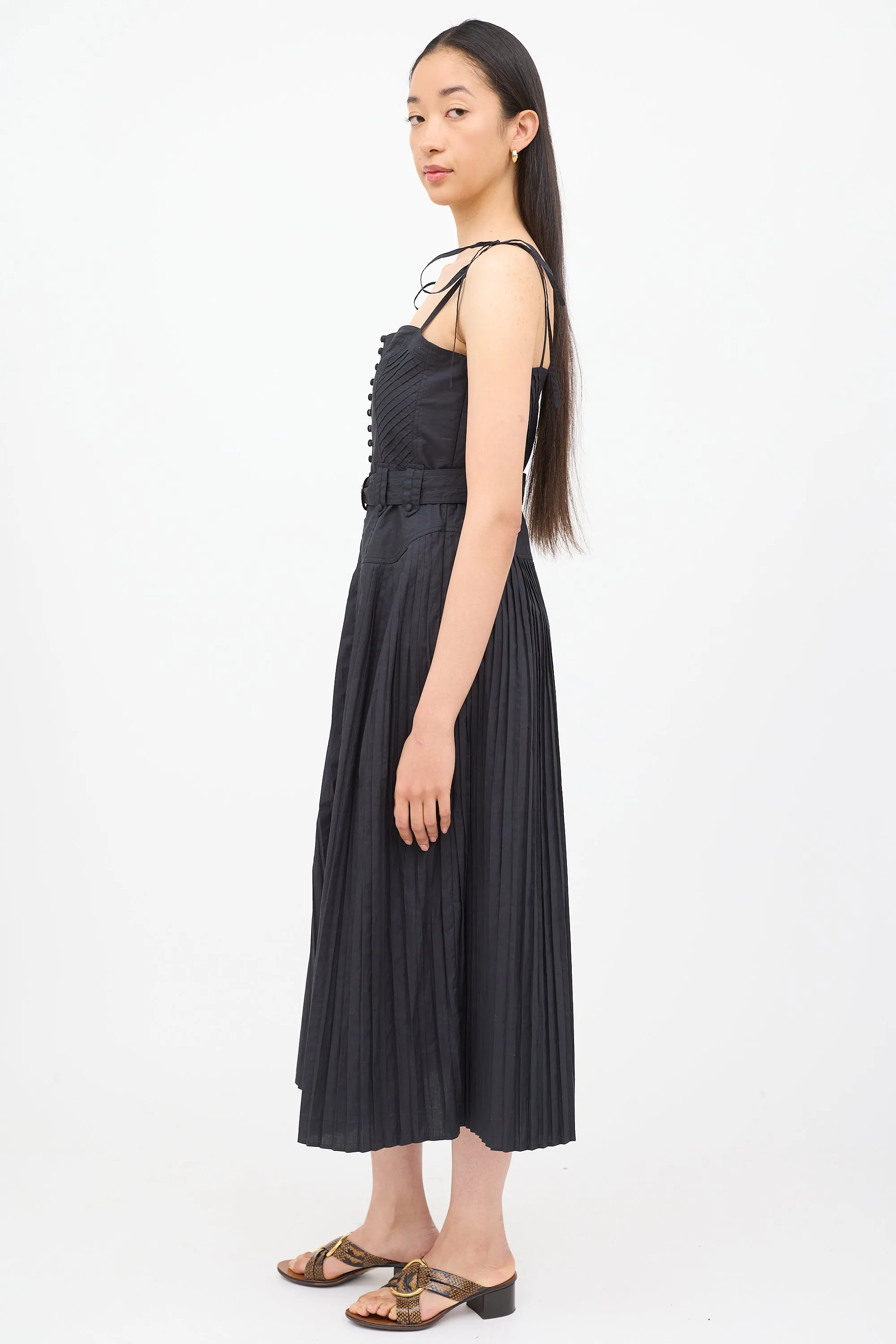Black Cosette Pleated Dress