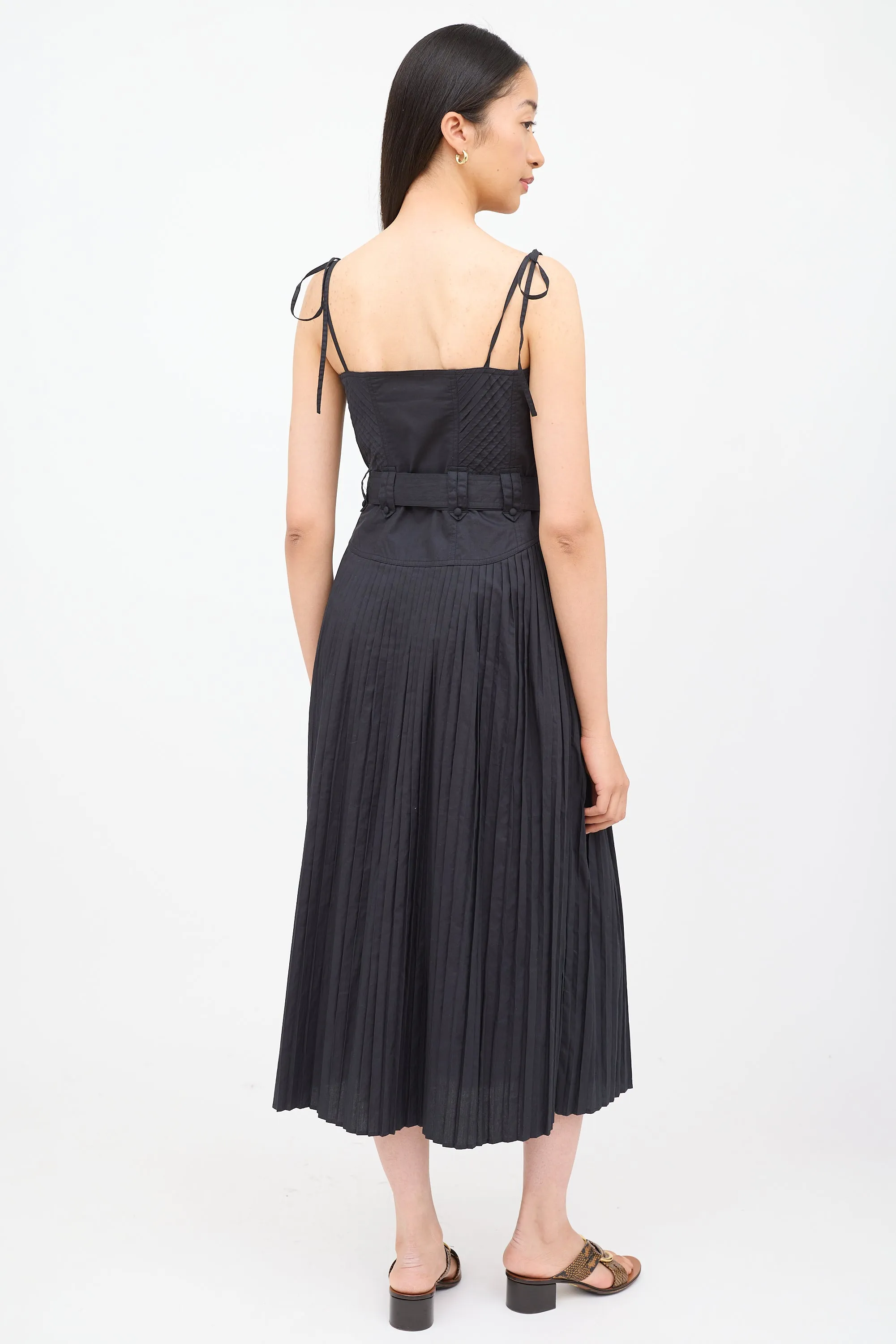 Black Cosette Pleated Dress