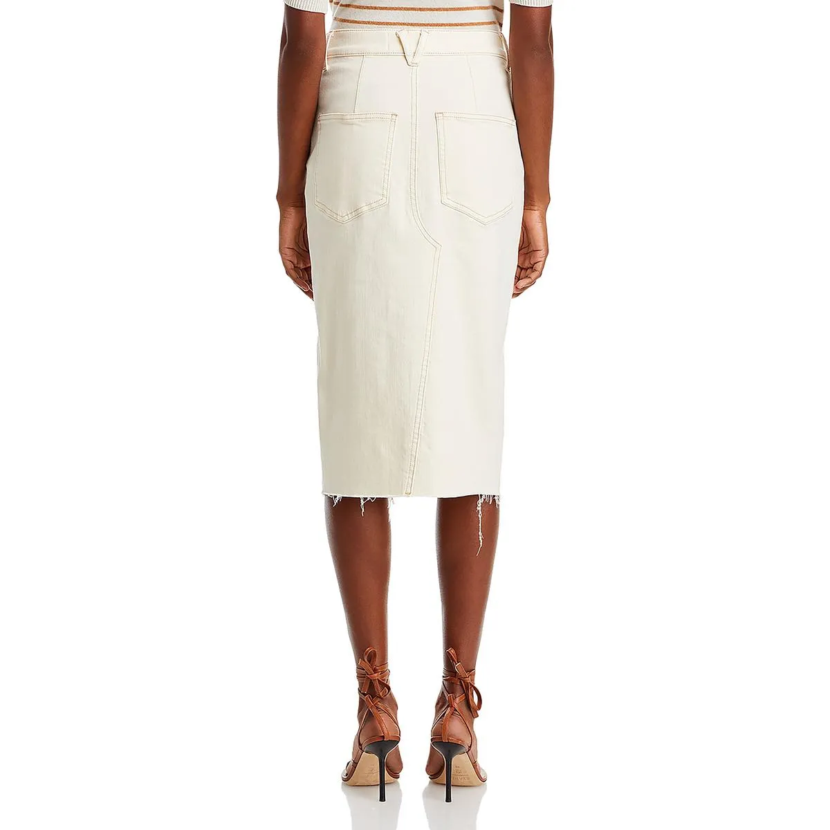 Breves Womens Denim Split Front Midi Skirt
