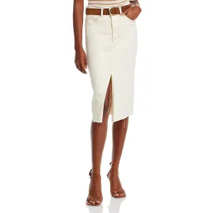 Breves Womens Denim Split Front Midi Skirt