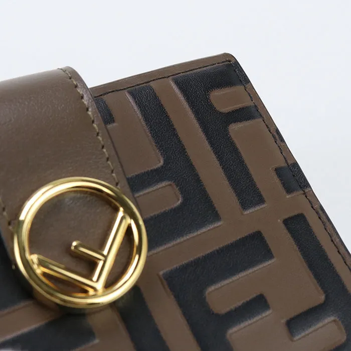 FENDI 8M0386 AAFM F13VK Bi-fold wallet F is Fendi Zucca Continental leather Brown Women