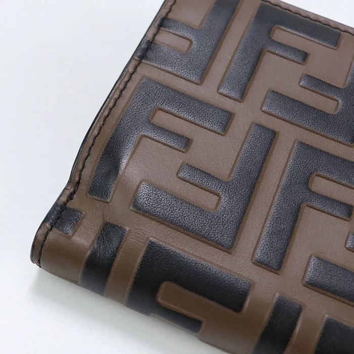 FENDI 8M0386 AAFM F13VK Bi-fold wallet F is Fendi Zucca Continental leather Brown Women