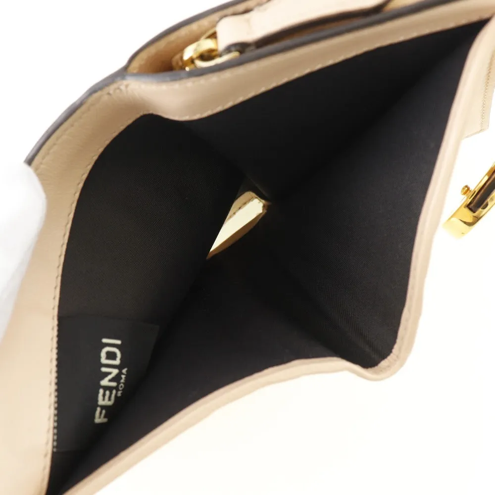 FENDI Bifold Wallet 8M0386 leather Brown / Pink Embossed logo Zucca F is Fendi Women Used