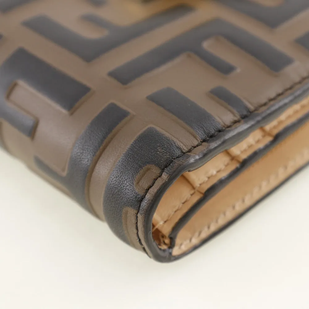 FENDI Bifold Wallet 8M0386 leather Brown / Pink Embossed logo Zucca F is Fendi Women Used