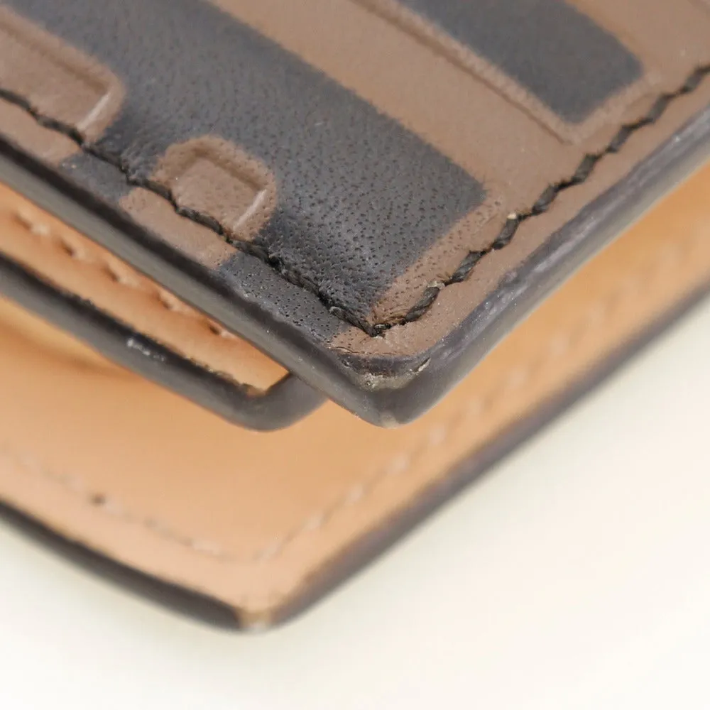 FENDI Bifold Wallet 8M0386 leather Brown / Pink Embossed logo Zucca F is Fendi Women Used