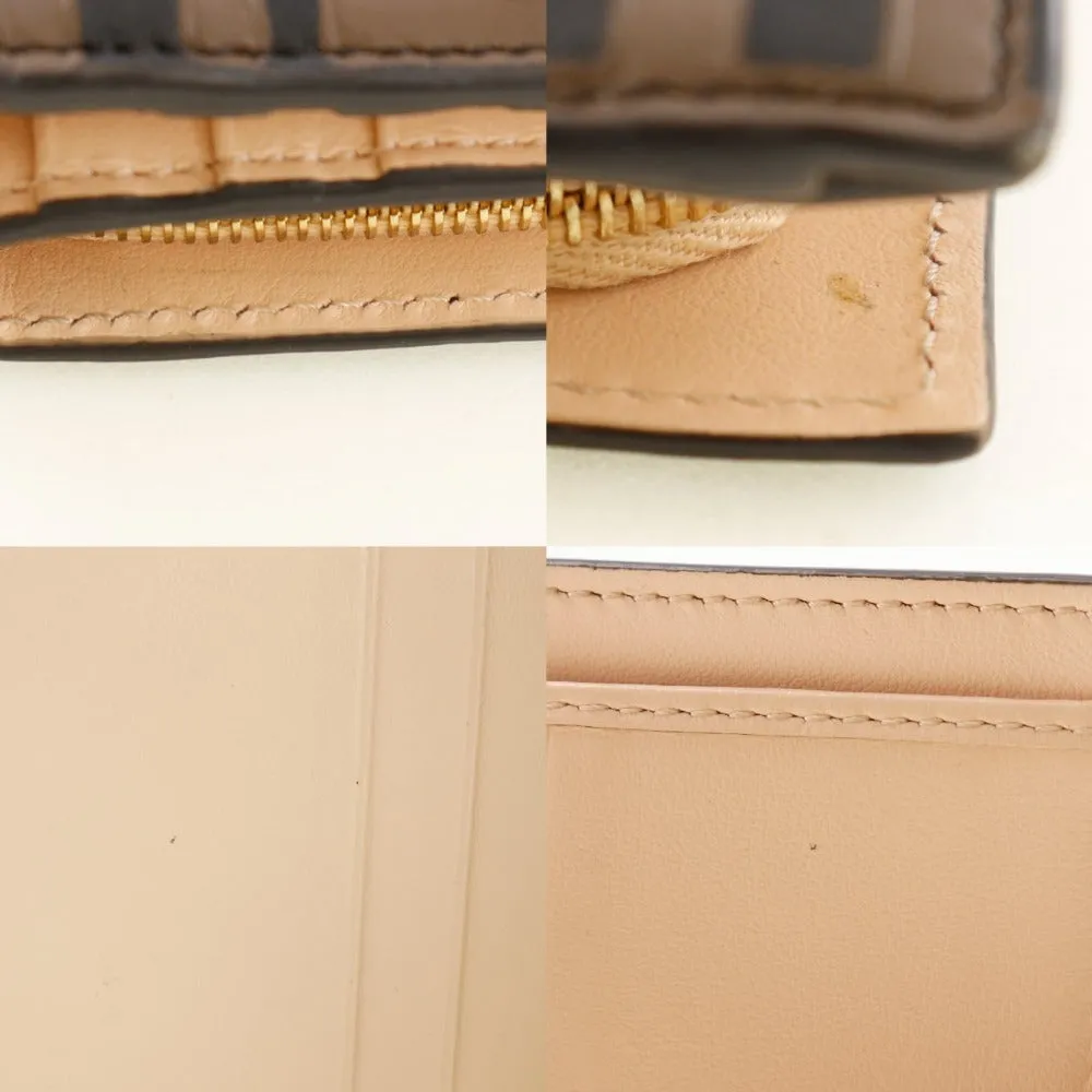FENDI Bifold Wallet 8M0386 leather Brown / Pink Embossed logo Zucca F is Fendi Women Used