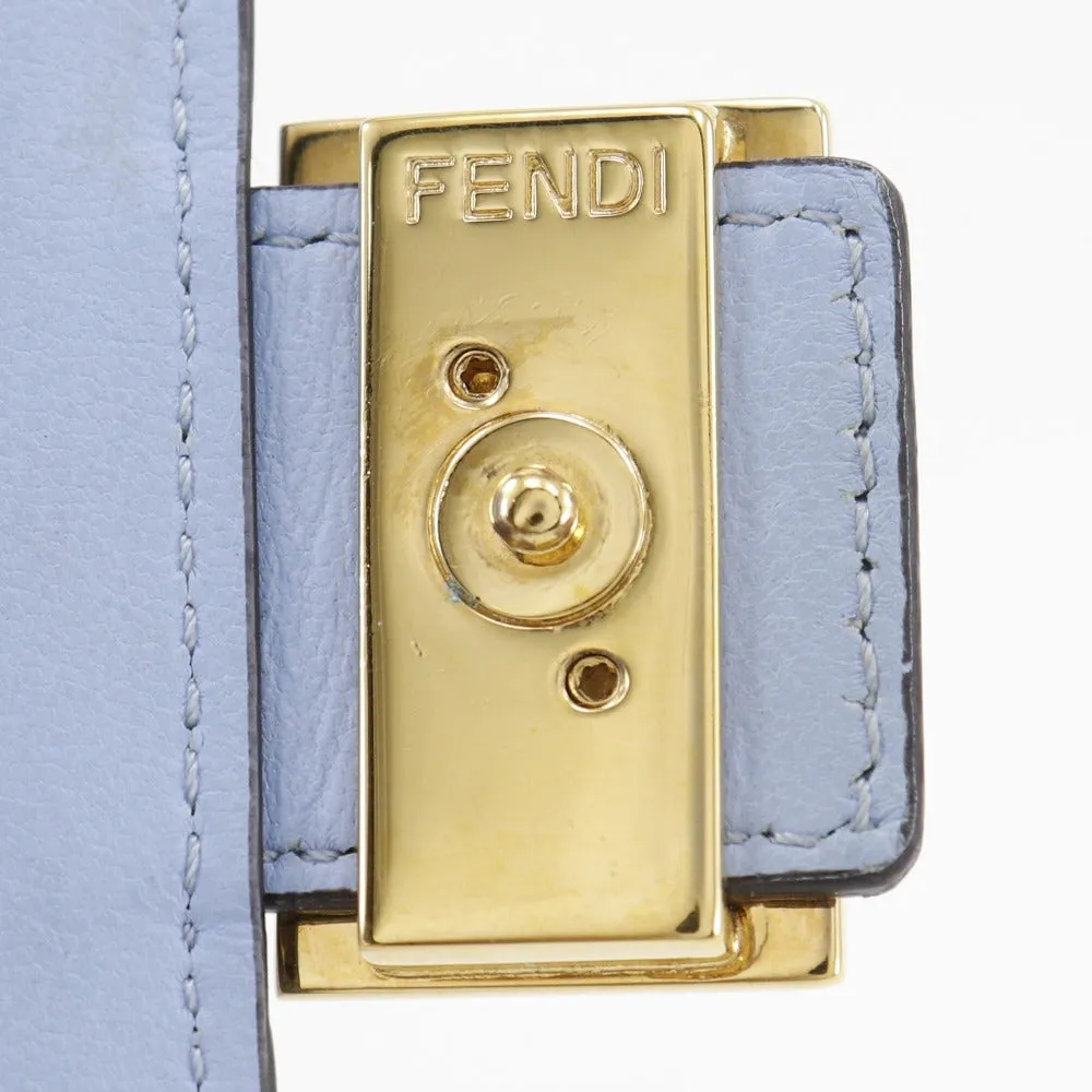 FENDI Bifold Wallet 8M0419 Calfskin light blue FF Emboss Medium Baguette Women Used