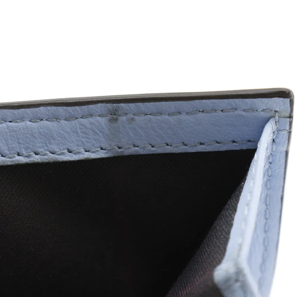 FENDI Bifold Wallet 8M0419 Calfskin light blue FF Emboss Medium Baguette Women Used