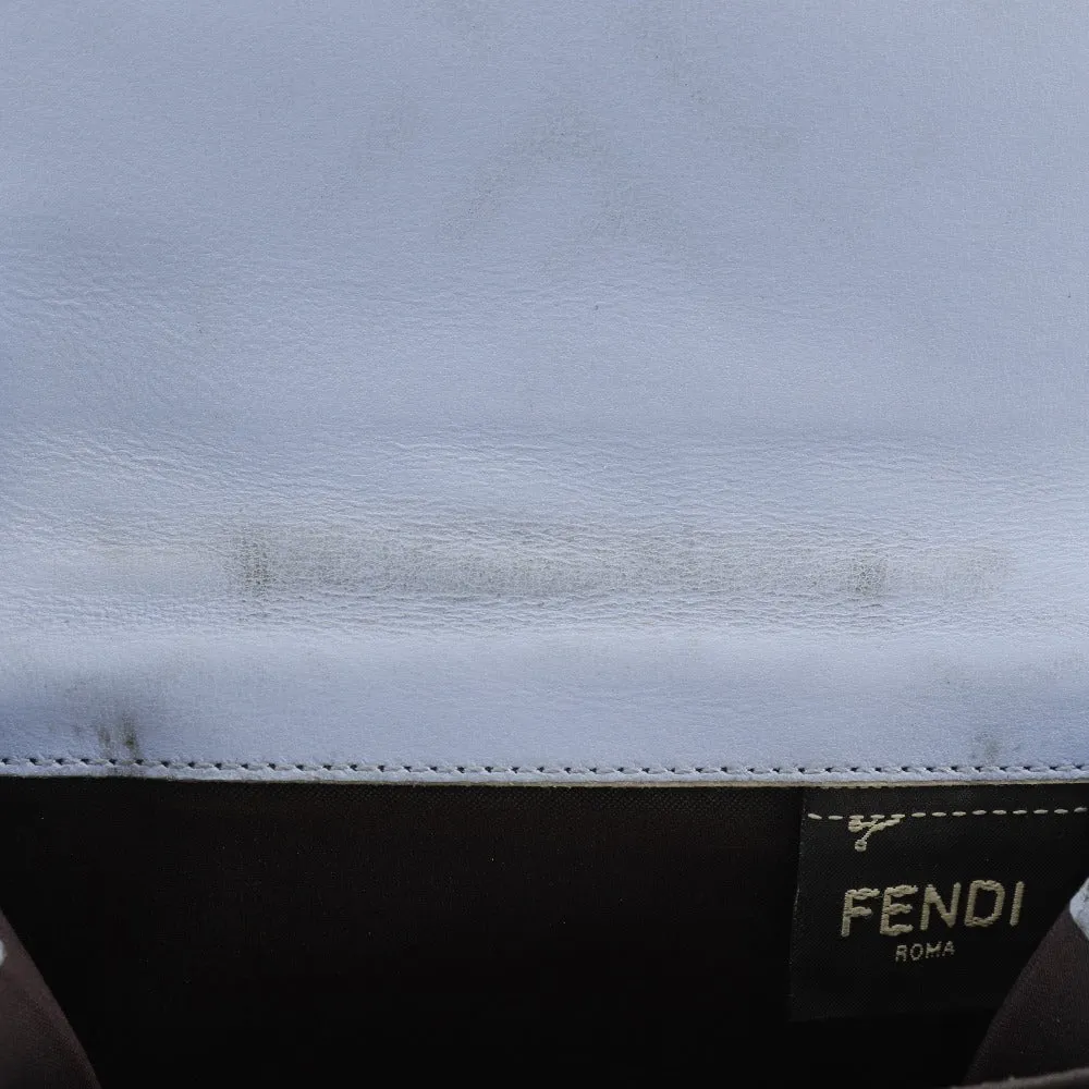 FENDI Bifold Wallet 8M0419 Calfskin light blue FF Emboss Medium Baguette Women Used