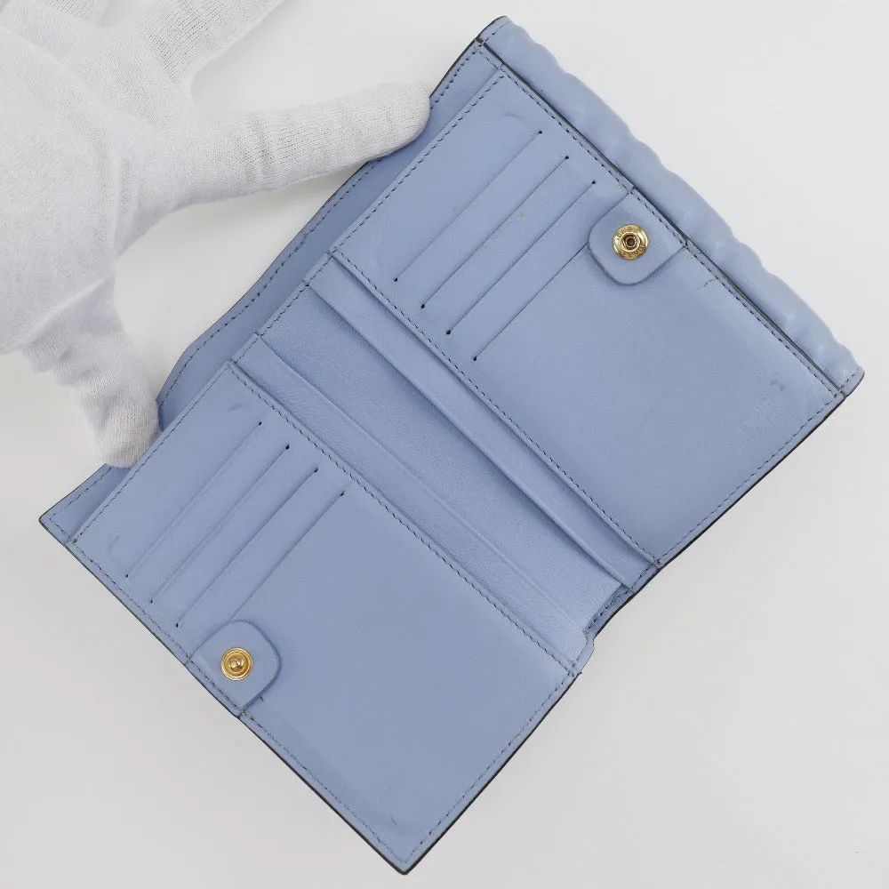 FENDI Bifold Wallet 8M0419 Calfskin light blue FF Emboss Medium Baguette Women Used