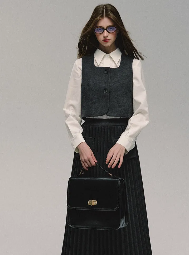 Gray College Long Skirt Best Bethi Barka Pleated
