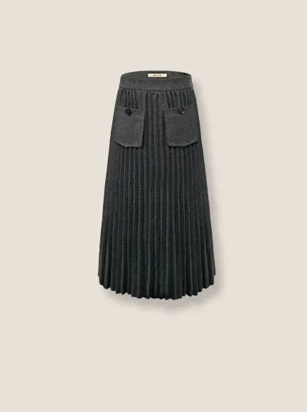 Gray College Long Skirt Best Bethi Barka Pleated