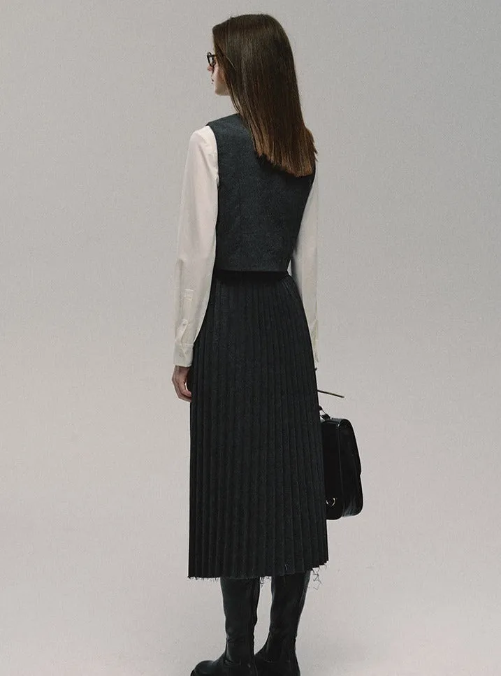 Gray College Long Skirt Best Bethi Barka Pleated