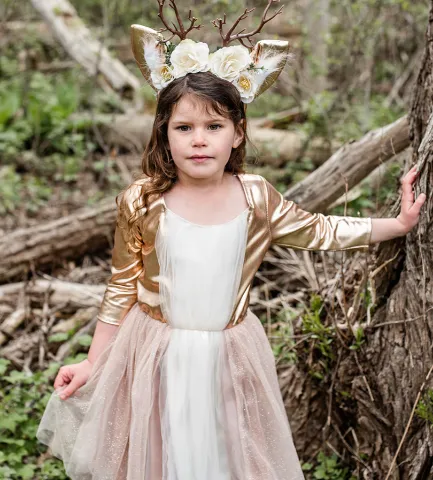 Great Pretenders Dress - Woodland Deer with Headpiece, Size 3-4