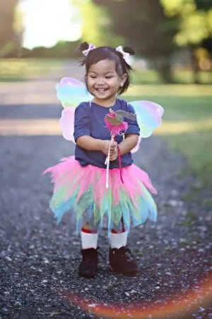 Great Pretenders Tutu -  Neon Rainbow Skirt, Wings and Wand Set