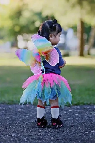 Great Pretenders Tutu -  Neon Rainbow Skirt, Wings and Wand Set