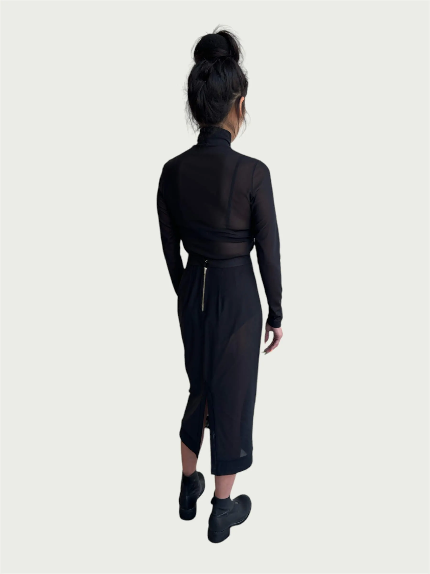Mesh Mock Neck Top in Black