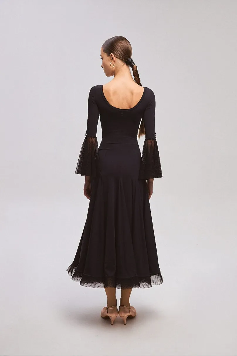 ONDANCE St 105 Black Ballroom Skirt for Women and Girls with Flared Bottom Pra 1330
