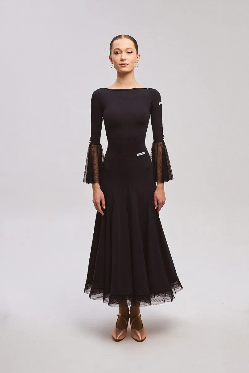 ONDANCE St 105 Black Ballroom Skirt for Women and Girls with Flared Bottom Pra 1330