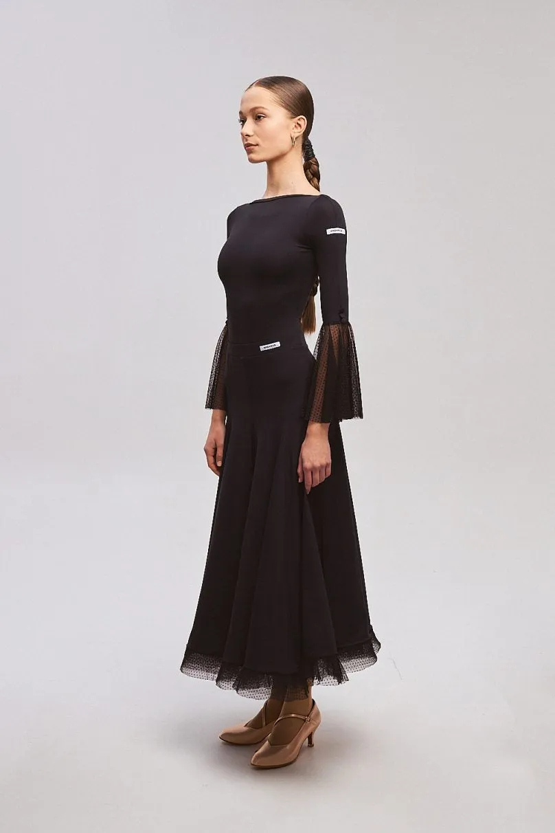 ONDANCE St 105 Black Ballroom Skirt for Women and Girls with Flared Bottom Pra 1330