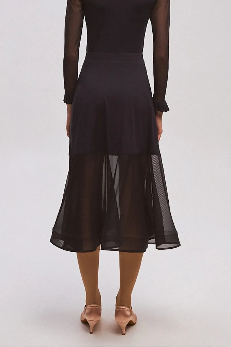 ONDANCE St. Mercy Black Ballroom Skirt for Women and Girls with Mesh Pra 1328