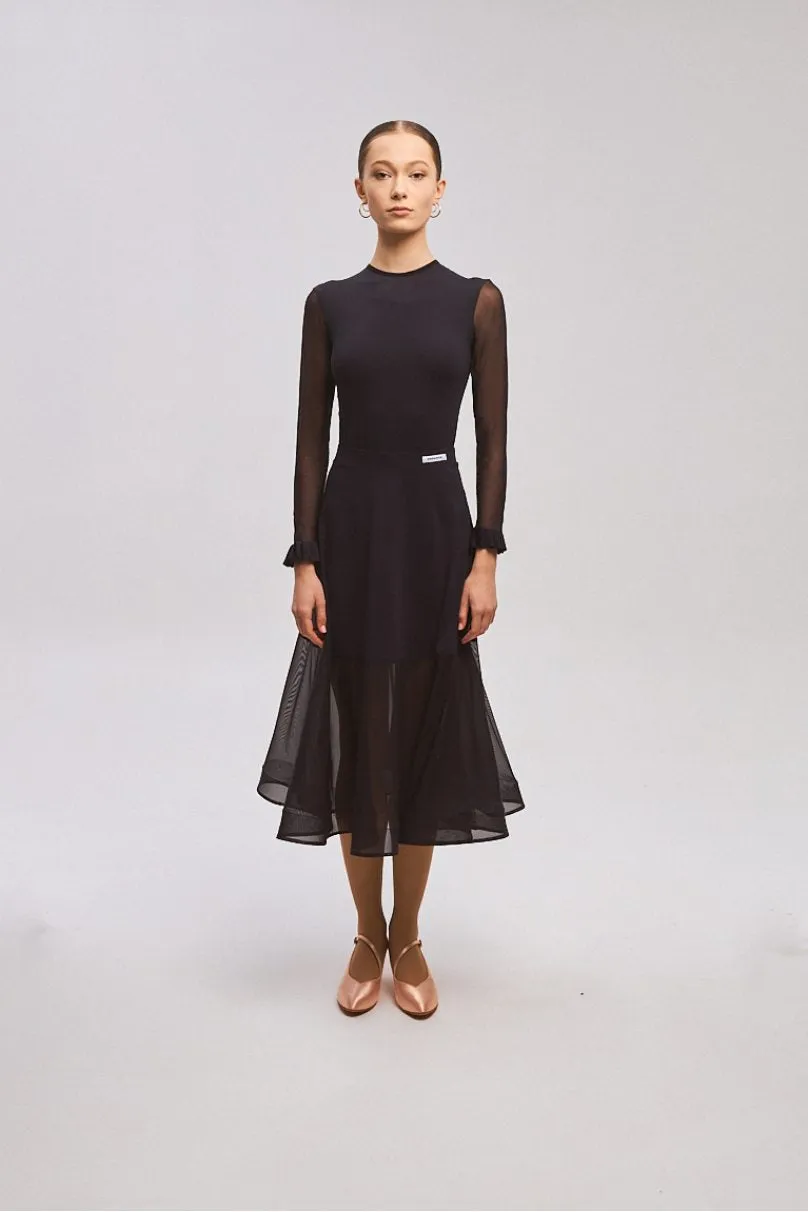 ONDANCE St. Mercy Black Ballroom Skirt for Women and Girls with Mesh Pra 1328