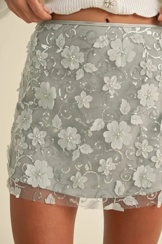ONLINE EXCLUSIVE MABLE 3D Floral Embellished Applique Mini Skirt