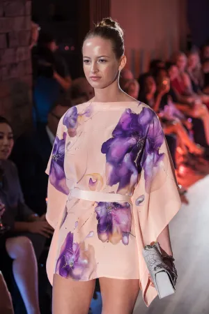Peach Floral Hand-Painted Caftan