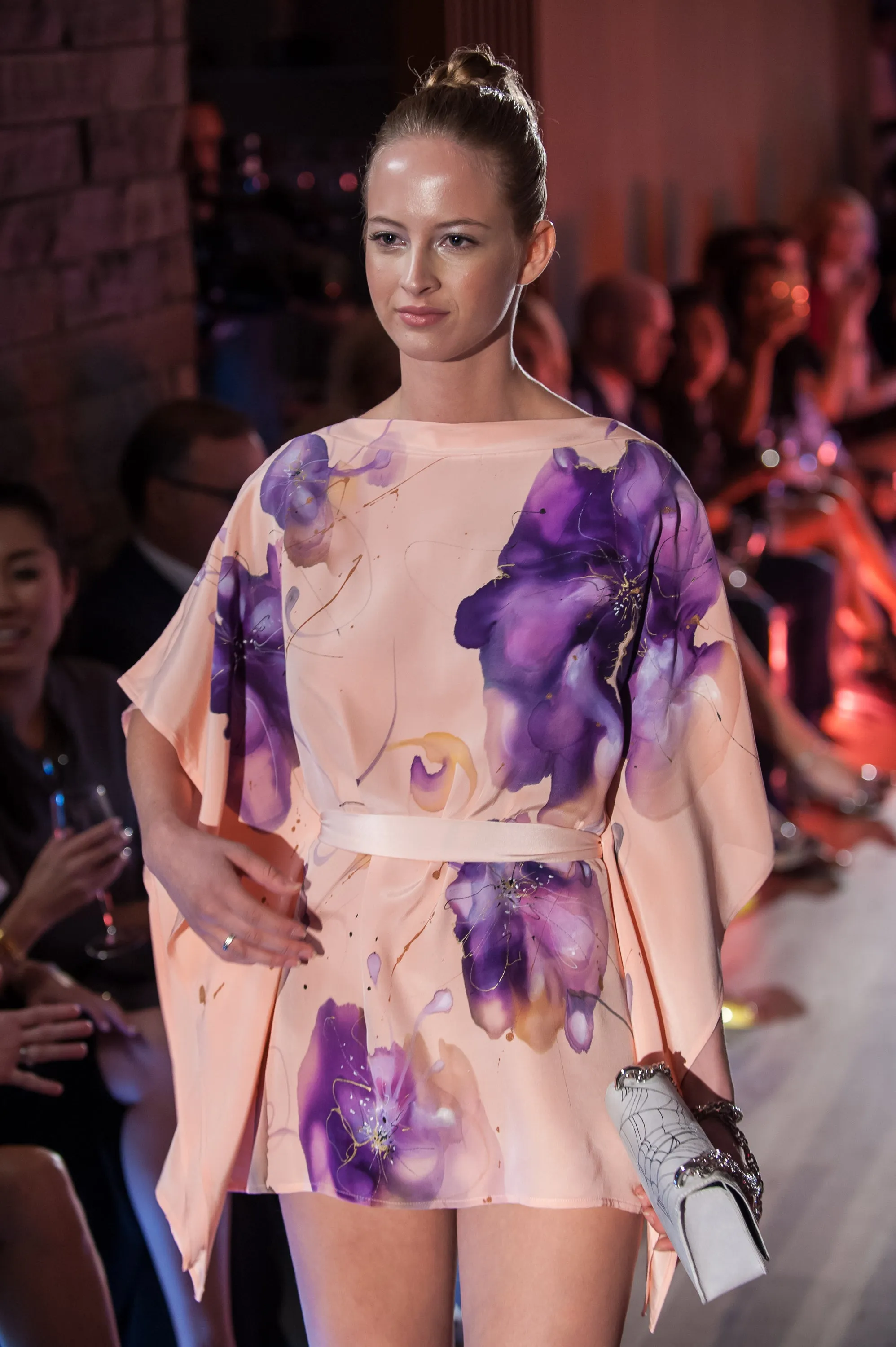 Peach Floral Hand-Painted Caftan
