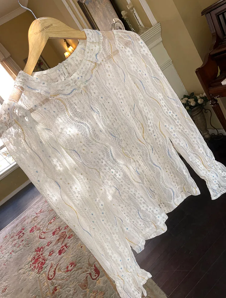 Pearl Suspender French Lace Skirt Shirt   Long