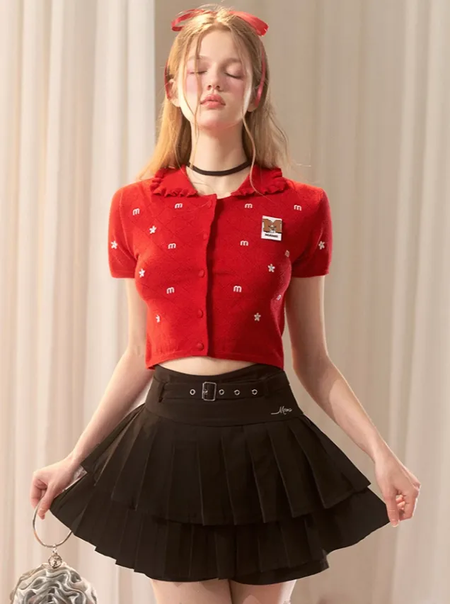 Pleated Skirt Waist High Short Logo