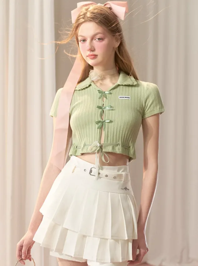 Pleated Skirt Waist High Short Logo