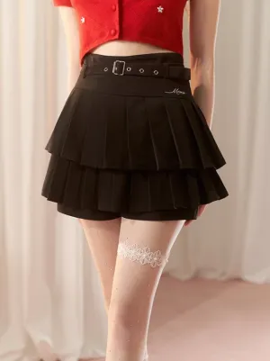 Pleated Skirt Waist High Short Logo