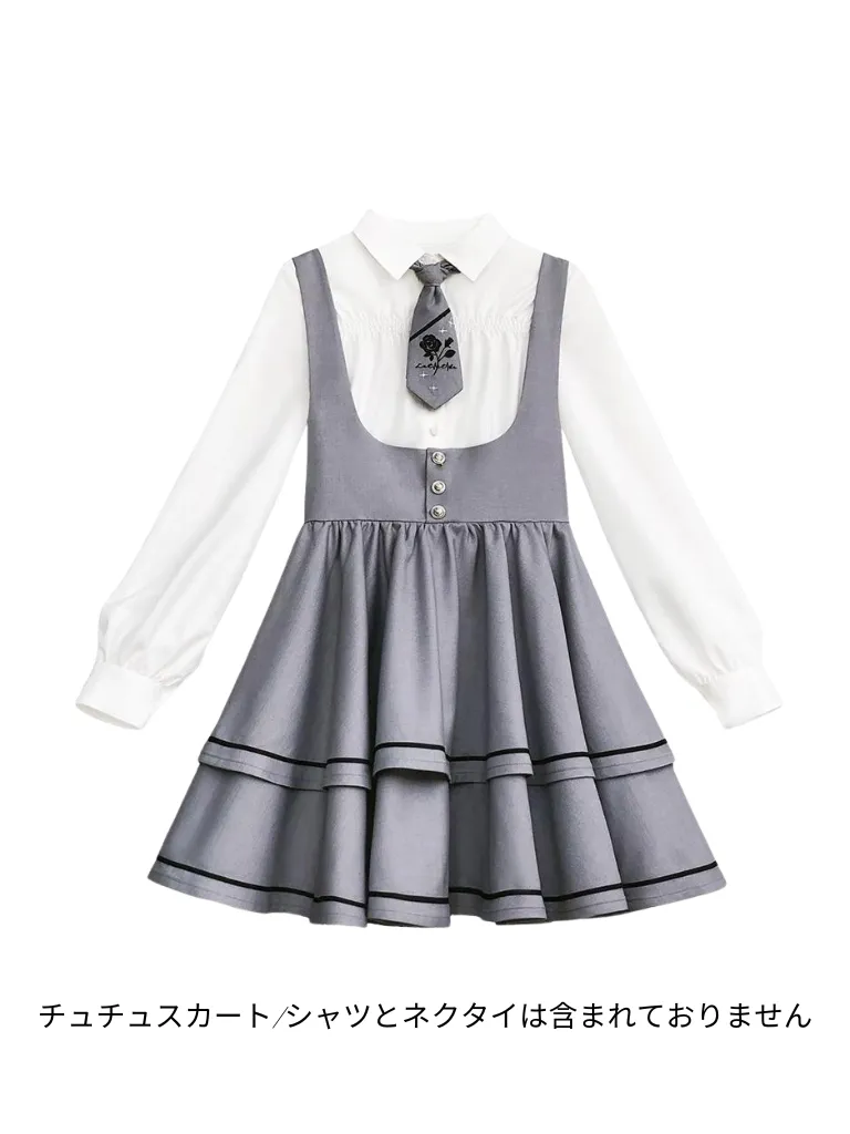 Puff Skirt Tutu Shirt Set Berry   Tie Cake Wild Sleeve Shirt Sleeve Suspender Long