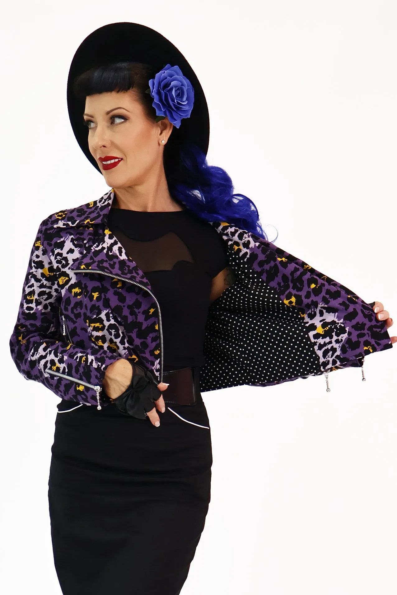 Purple Leopard Biker Jacket