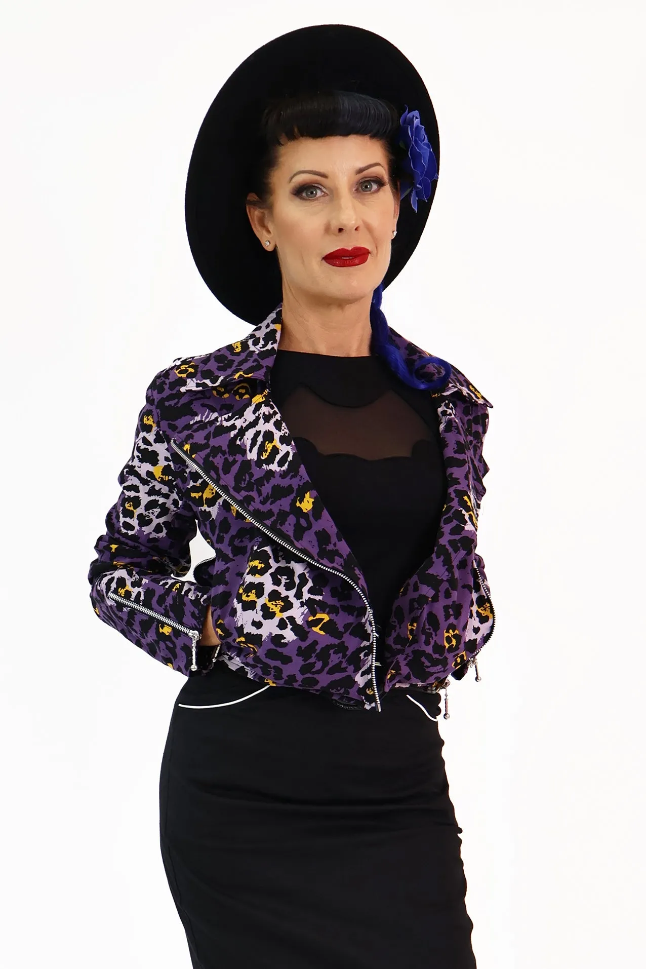 Purple Leopard Biker Jacket