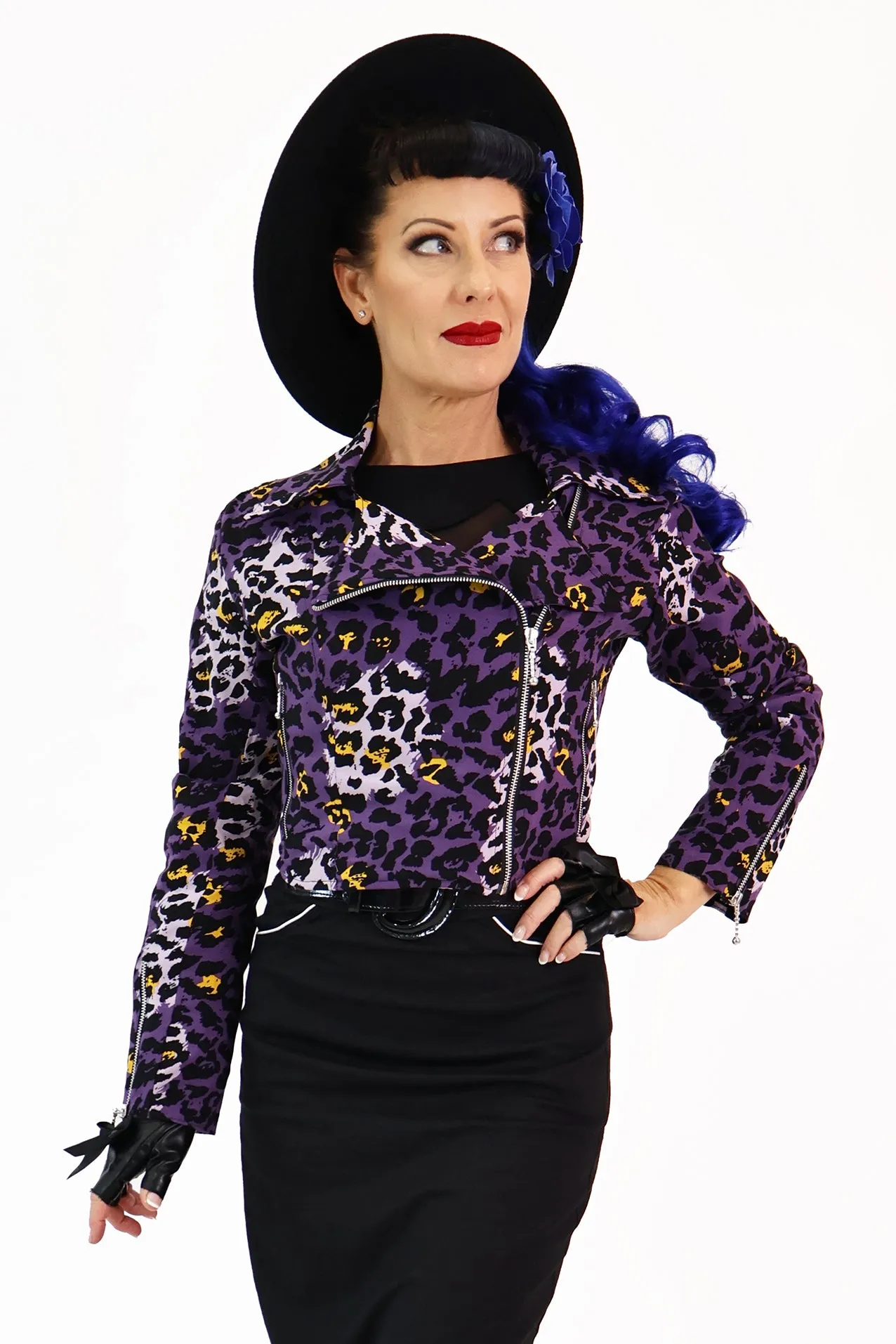 Purple Leopard Biker Jacket