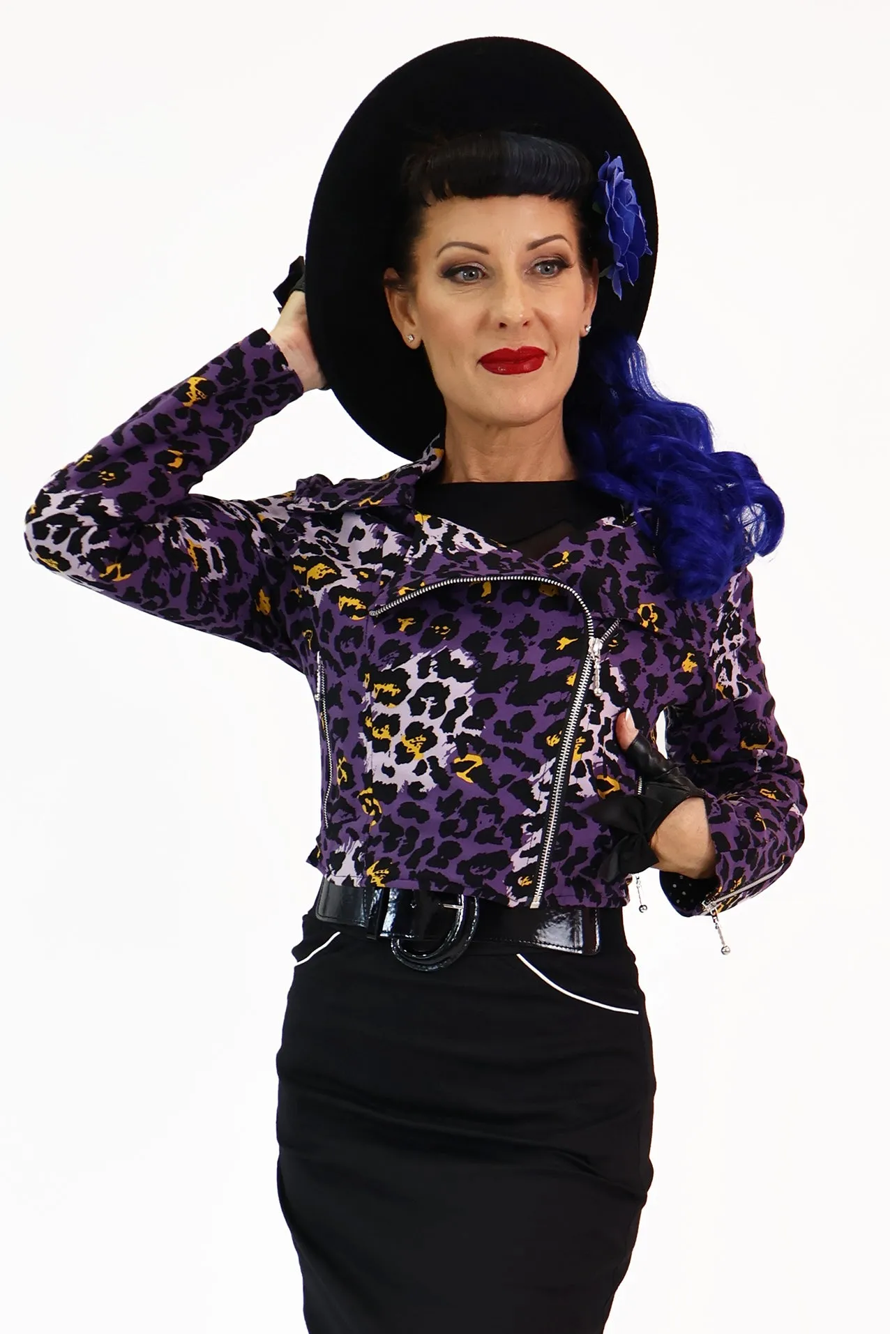 Purple Leopard Biker Jacket