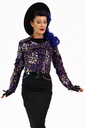 Purple Leopard Biker Jacket