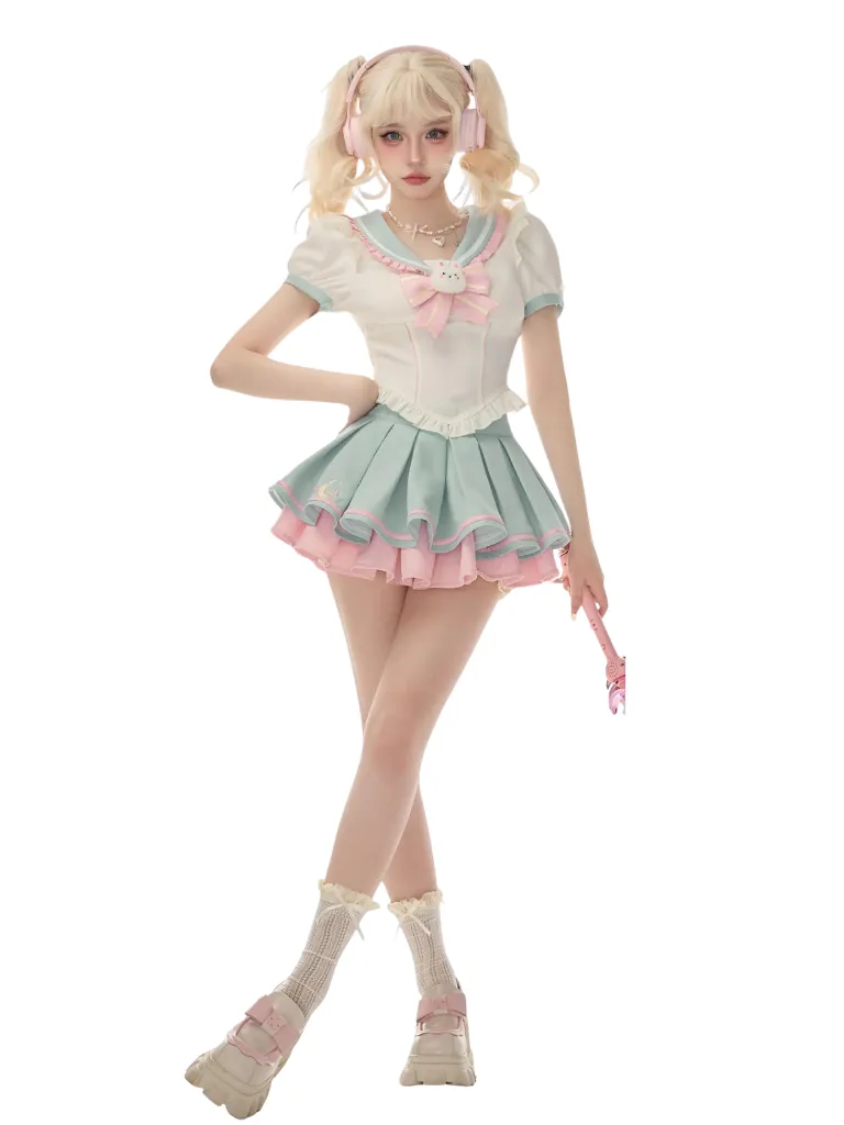 Sailor Shirt Collar Ice   Rabbit Water Skirt
